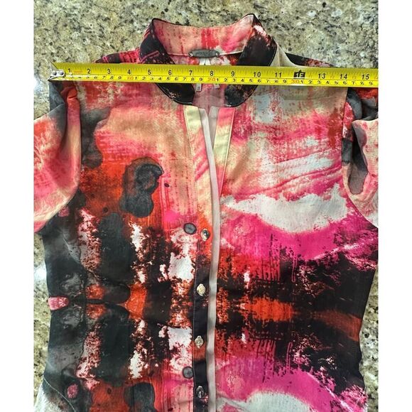 Gimmicks by BKE Art Deco Watercolor Chiffon Lace Tunic Women’s Size Small - Picture 15 of 16